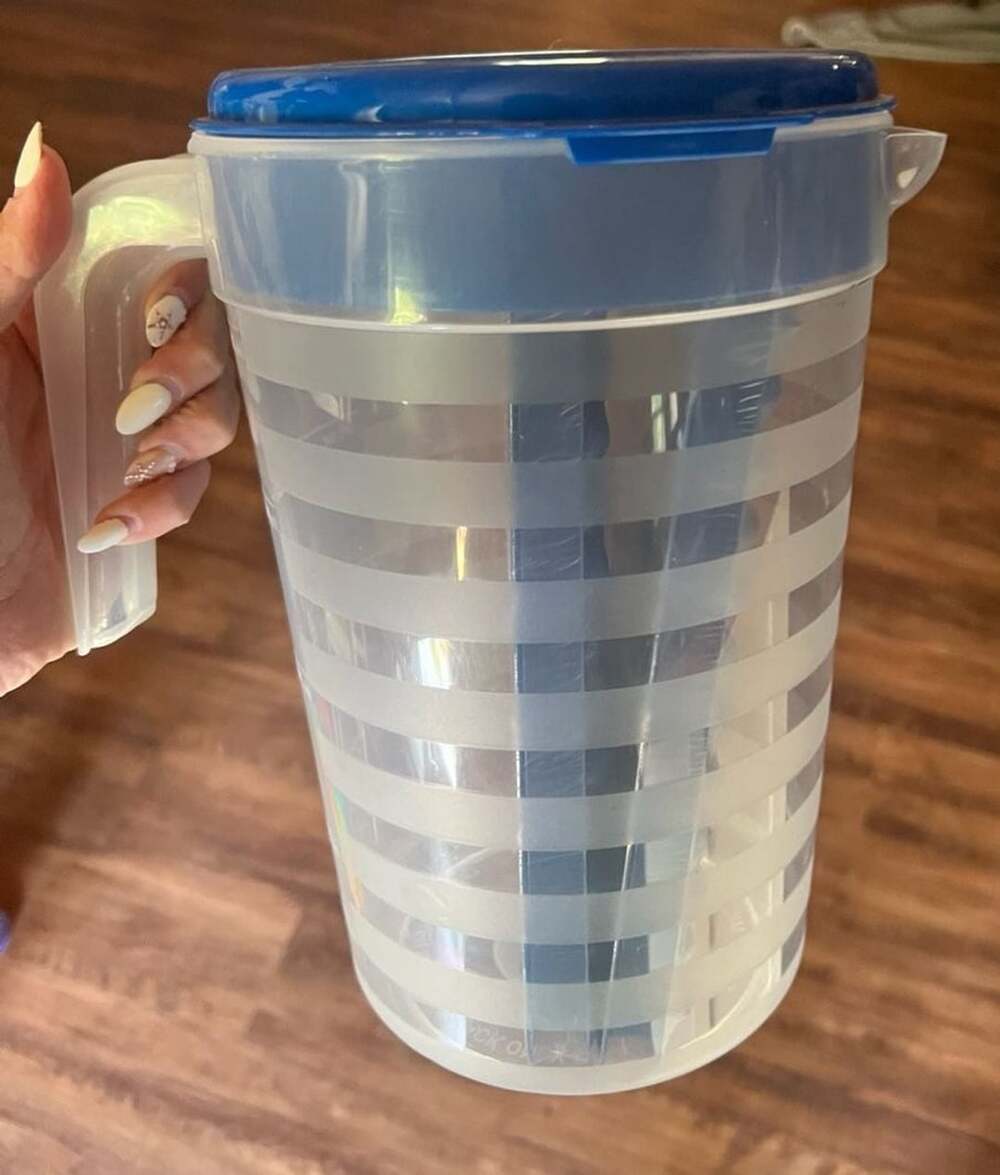 TrueLiving Gallon Pitcher With Lid Blue Transparent